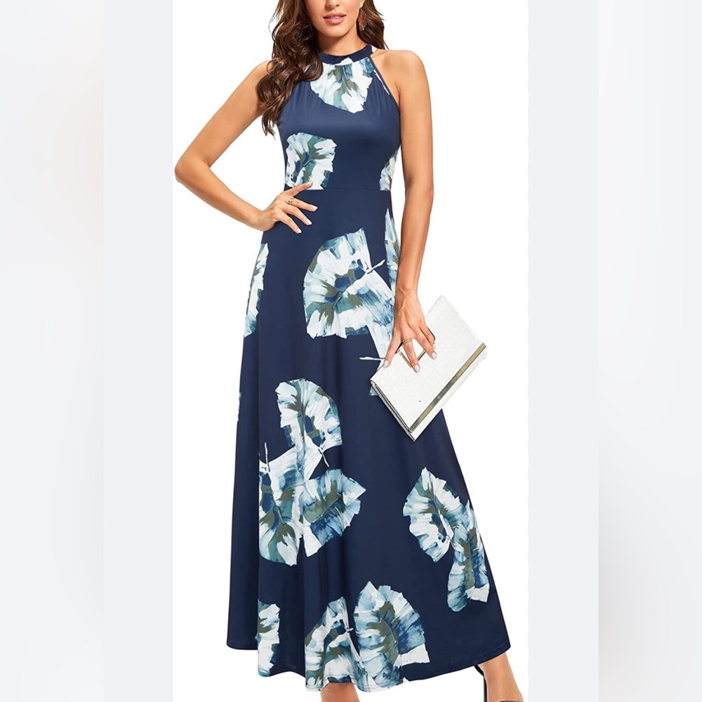STYLEWORD Women's Off Shoulder Halter Elegant Maxi Long Dress Size S